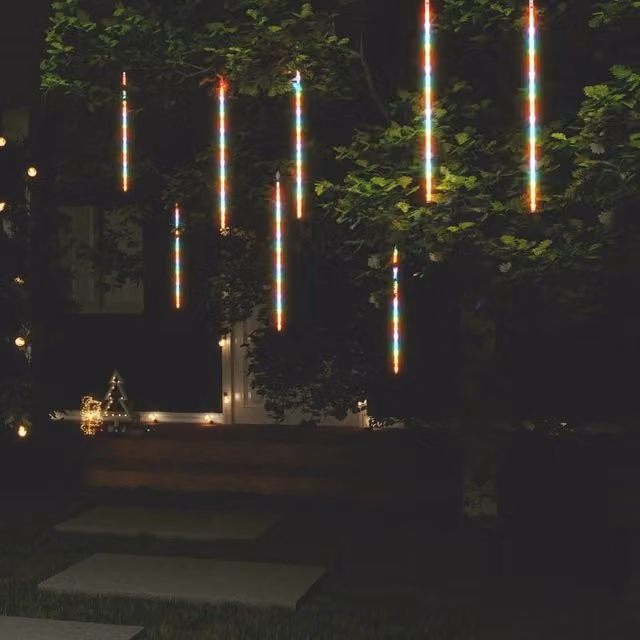 Berkfield Home Meteor Icicle Lights, 8 Piece Multicolour LED Set with 288 LEDs, Length: 50 cm – 1