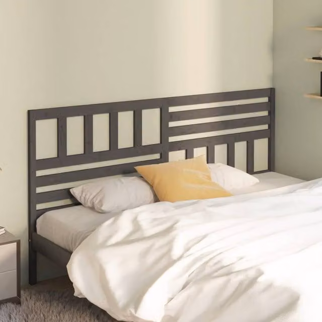 Berkfield Home Beautiful Grey Solid Pine Wood Bed Headboard W: 206 cm, D: 4 cm, H: 100 cm
