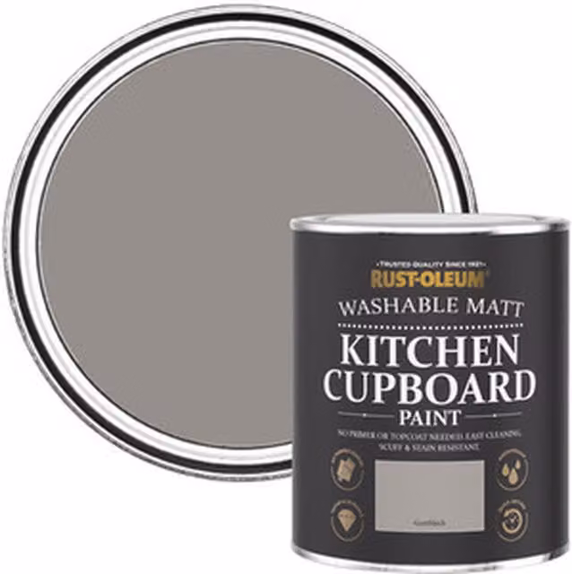 Rust-Oleum Matt Water-Based Kitchen Cupboard Paint in Grey, 0.75 l