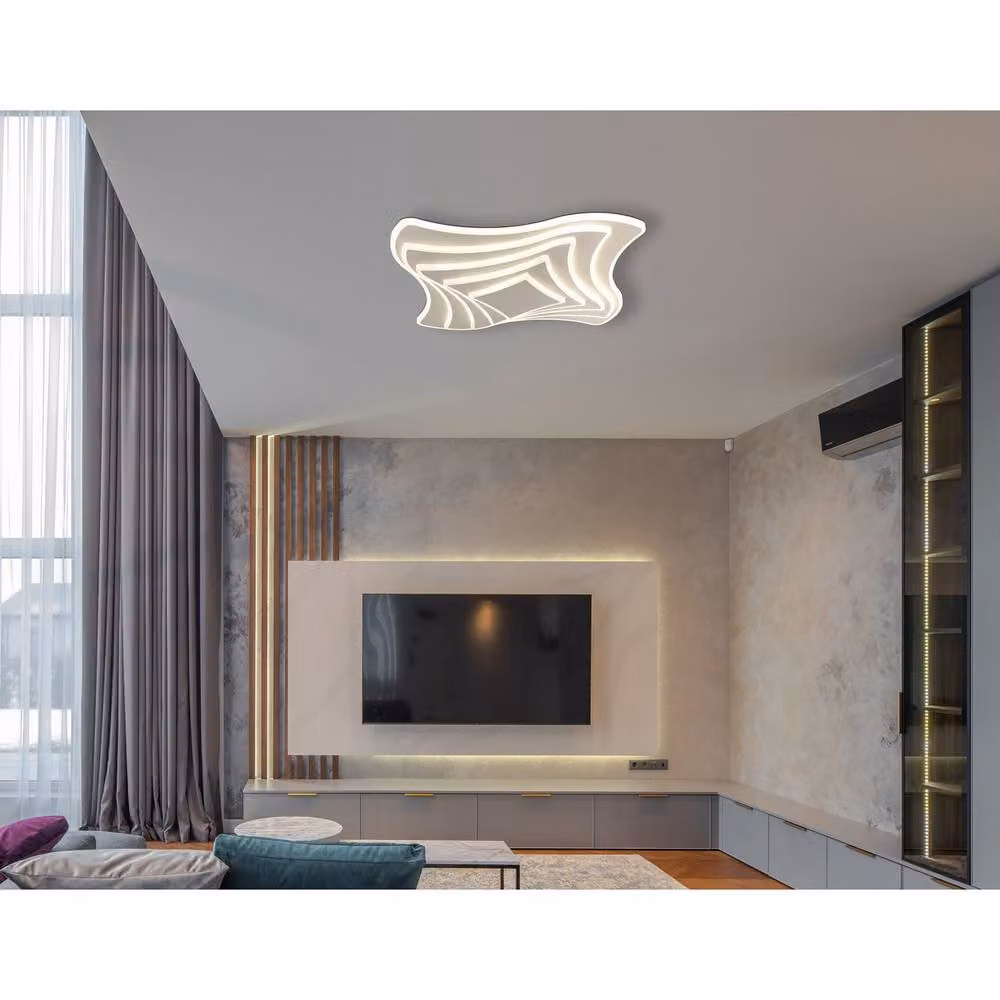 Netlighting Octavio Semi Flush Ceiling Light in Matt Sand Beige with Dimmable LED 2700K-6000K – 2