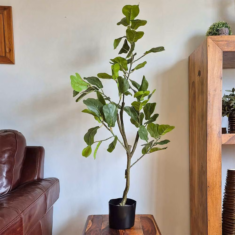 Voltico Artificial Fiddle Leaf Fig Tree in Green, Height: 90 cm – 4