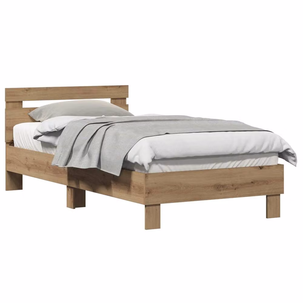 Berkfield Home Artisan Oak Bed Frame in Brown, Engineered Wood, W/D/H: 193 x 95 x 88 cm – 2