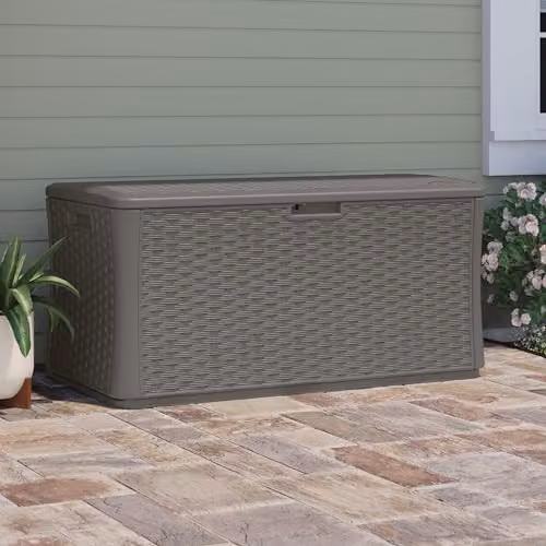 Rowlinson Oregon 507L Garden Storage Box in Stone Grey, W140 x D72 x H69 cm – 2