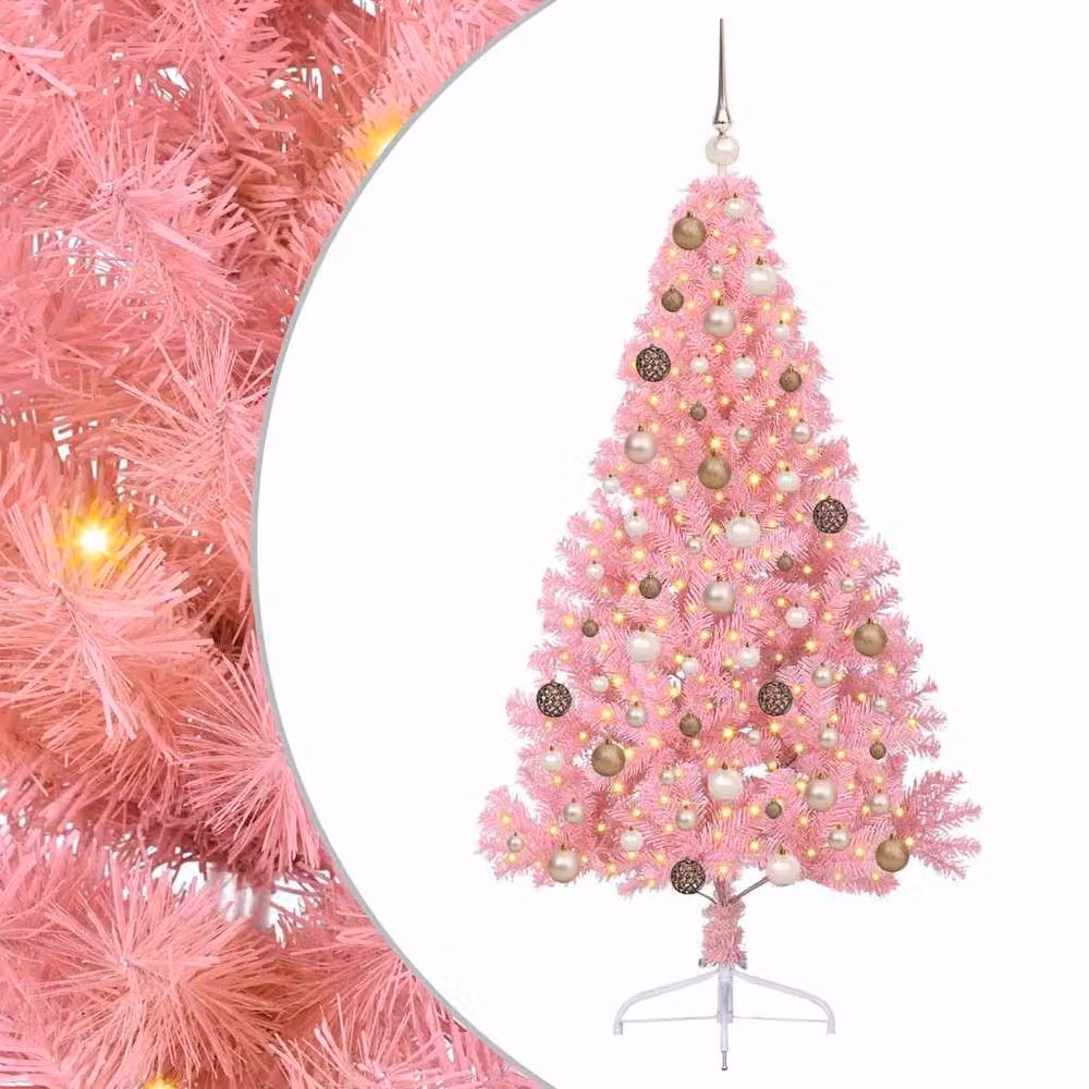 Berkfield Home Artificial Pre-lit Pink Christmas Tree with 300 LEDs, Height: 180 cm – 2