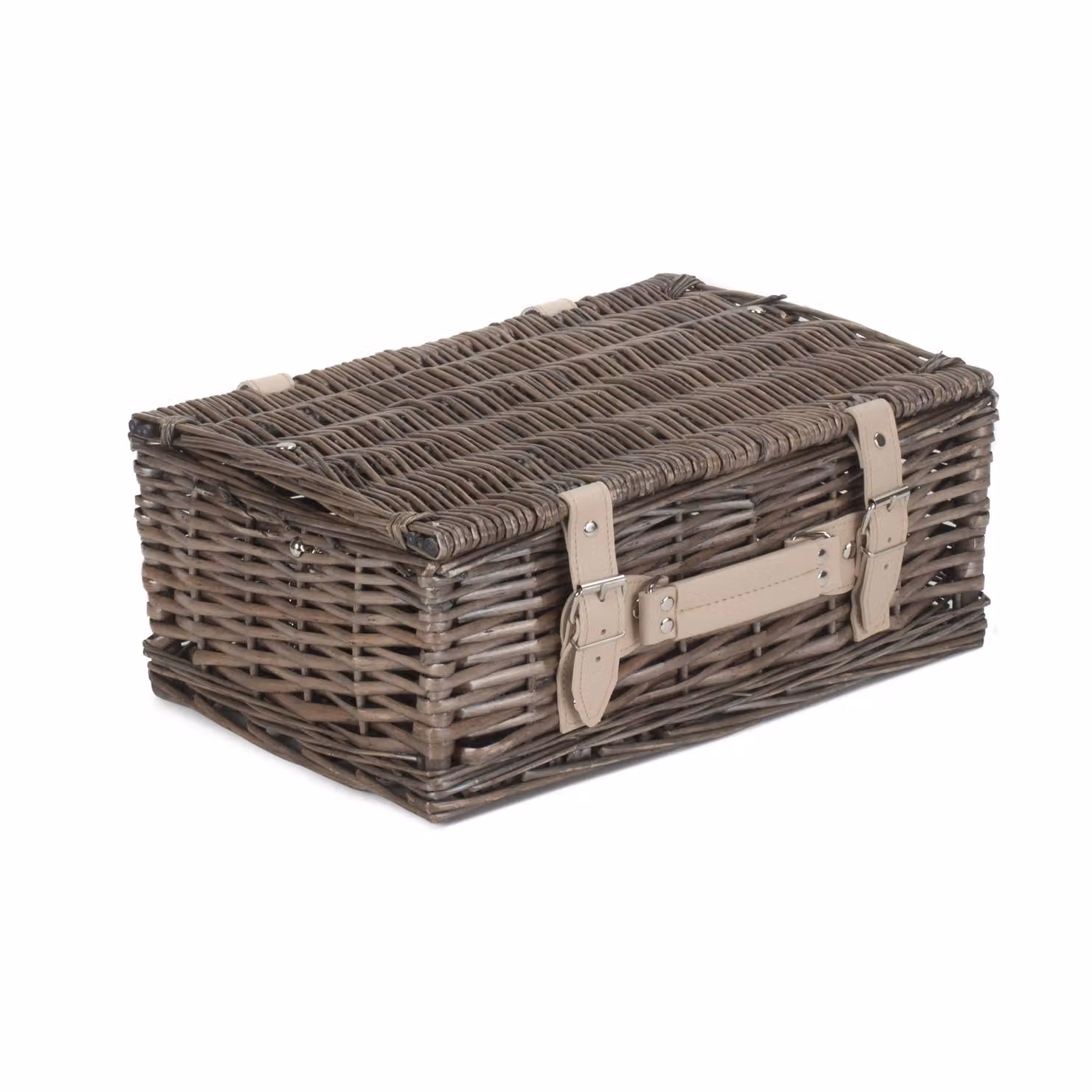Red Hamper Wicker Picnic Basket in Grey with Antique Wash Split Willow – 2