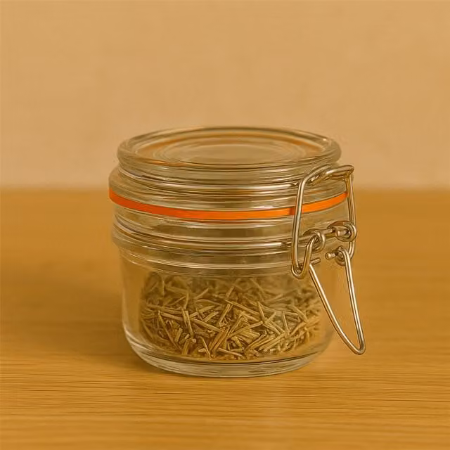 Argon Tableware Set of 3 Transparent Glass Storage Jars with Orange Silicone Clip Seals, 125 ml