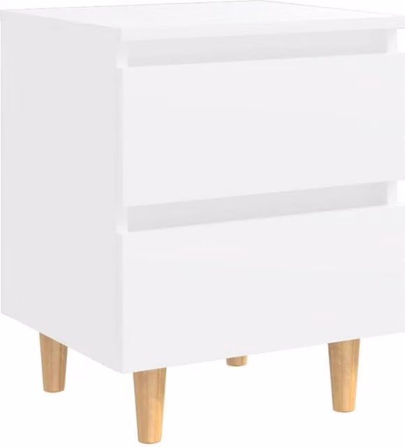 Berkfield Home Sturdy Bed Cabinets with Solid Pinewood Legs, 2 Pack, White, W/D/H: 40 x 35 x 50 cm – 1