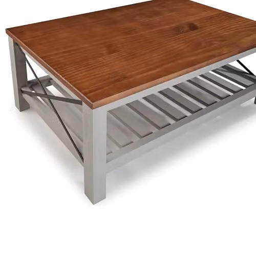 Mercers Furniture Cottage Pine Coffee Table in Grey with Storage Shelf, W/D/H: 107 x 61 x 46 cm – 3
