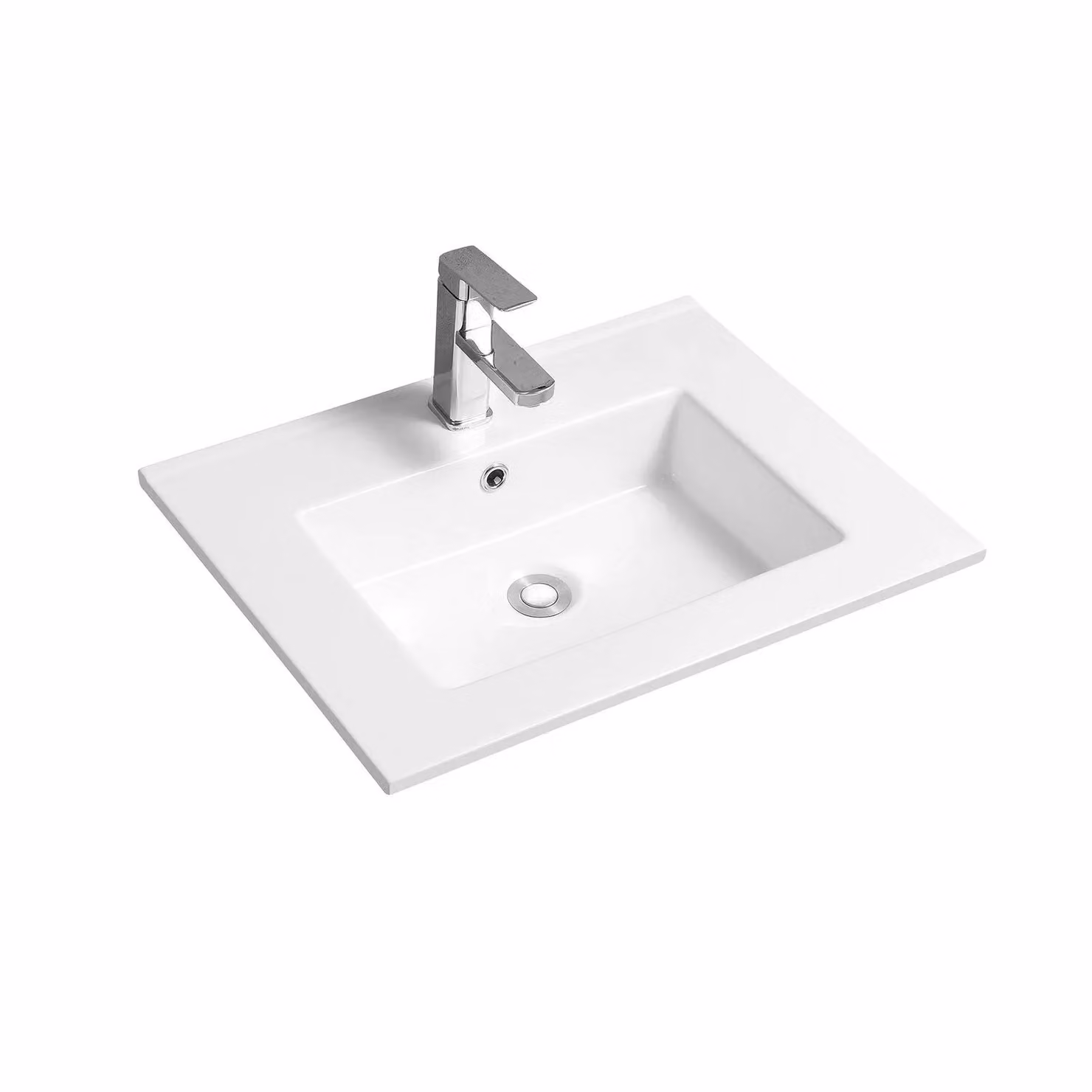 Limoge 4012 White Ceramic Rectangular Thin-Edge Inset Countertop Basin W: 60 cm, D: 46 cm, H: 15.5 cm – 2
