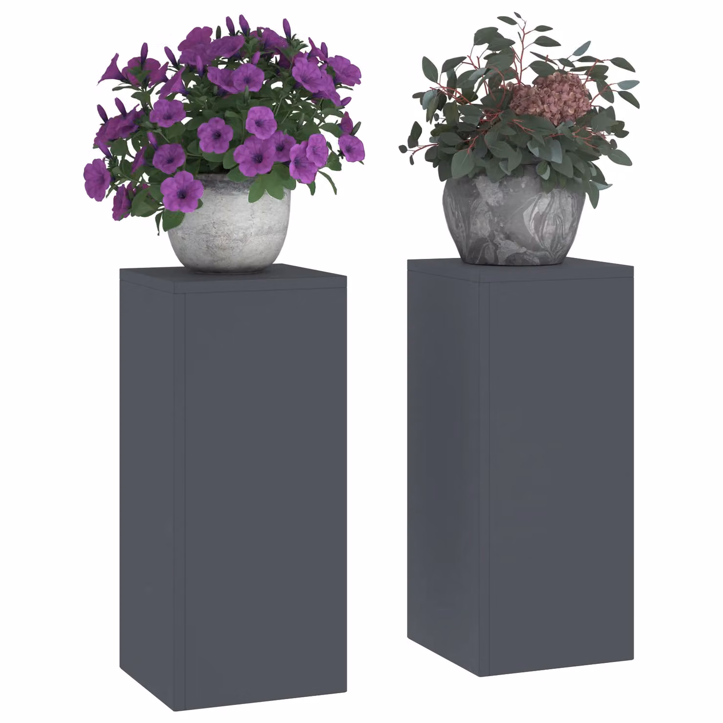 Berkfield Home Pillar Outdoor Plant Stands, 2 Piece Set, Anthracite, W/D/H: 24 x 24 x 55 cm – 3