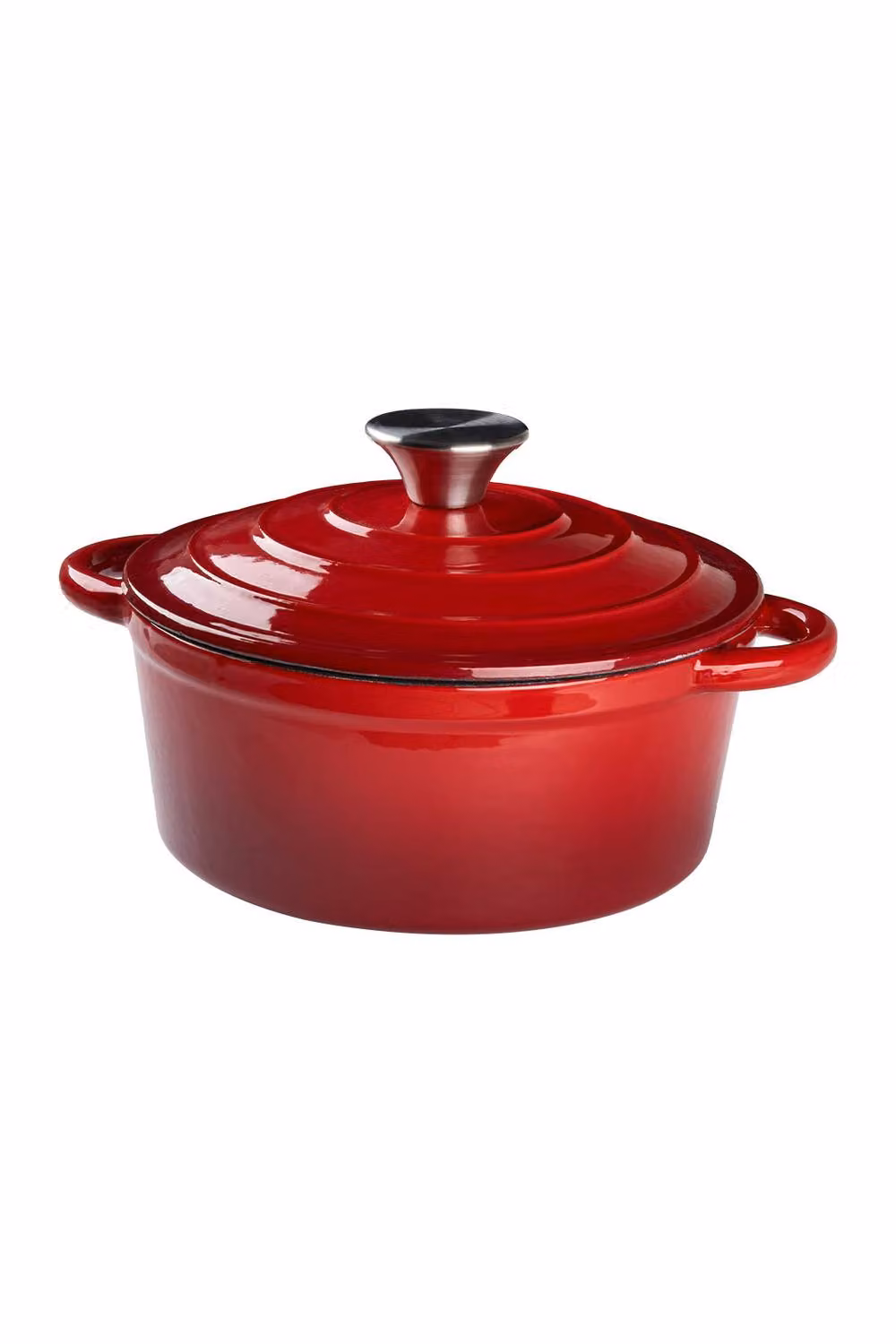 Garden Sanctuary Red Enamelled Cast Iron Dutch Oven Casserole Pot with Glass Lid, 2 l – 2