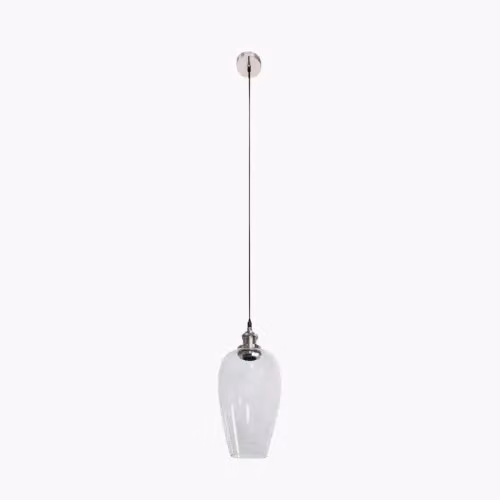 Ruma Glass Pendant Ceiling Light with Antique Silver Metal Chain in Transparent – 2