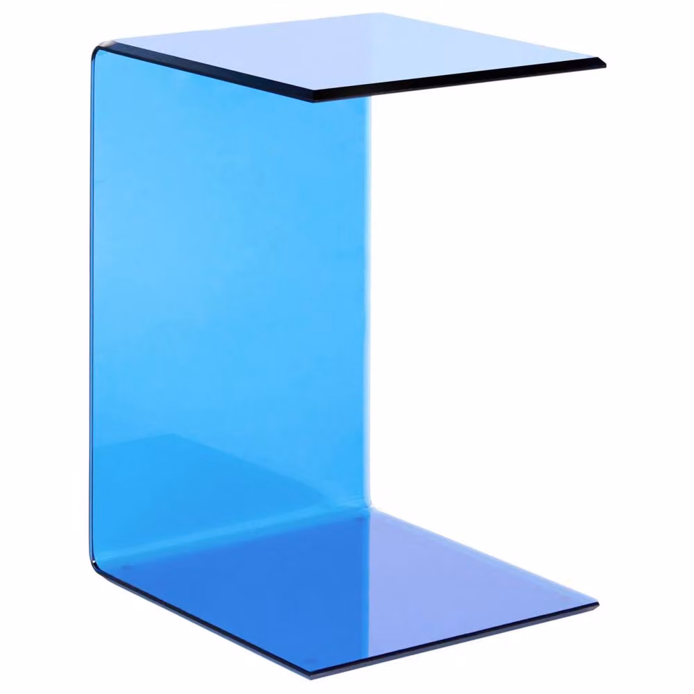Wyld Haus Cantilever Side Table in Semi Transparent Blue Tempered Glass, W/D/H: 40 x 61 x 40 cm – 2