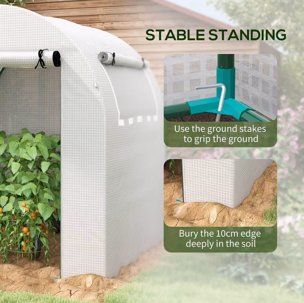 STILVORA White Walk-In Greenhouse with Roll-Up Door and Window, W/D/H: 180 x 200 x 180 cm – 4