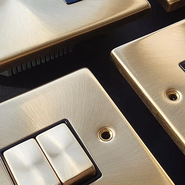 SE Home Gold Satin Brushed Brass Twin Telephone Socket Flush Plate