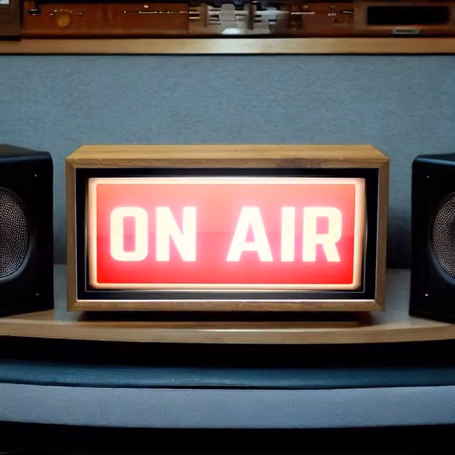 Echo Three Retro LED On Air Studio Sign, Brown