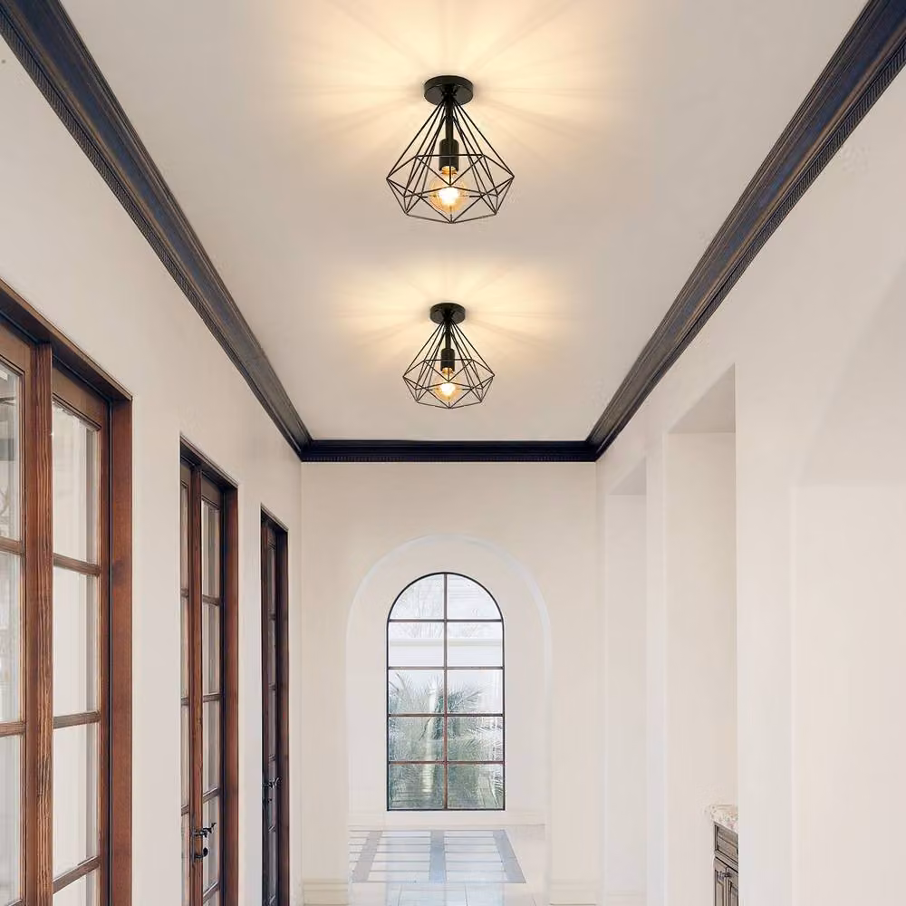 Pheashine Retro Black Metal Ceiling Light with E27 Socket, Length: 25 cm – 3