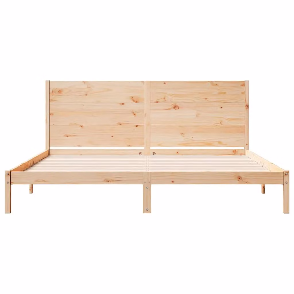 Berkfield Home Extra Long Solid Pine Bed Frame in Brown, W/D/H: 200 x 220 cm – 2