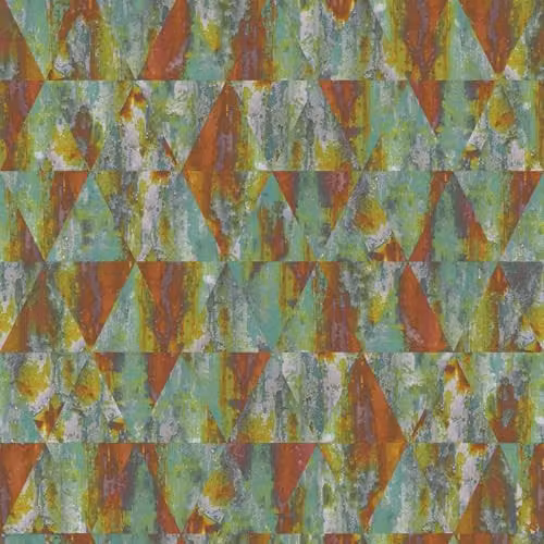 Galerie Grunge Geometric Rhombus Mosaic Wallpaper in Green and Grey