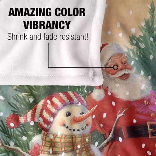 JQ Licensing Santa and Snowmen Christmas Friends Silky Touch Super Soft Fleece Throw Blanket, White, W/D/H: 152 x 127 cm – 3