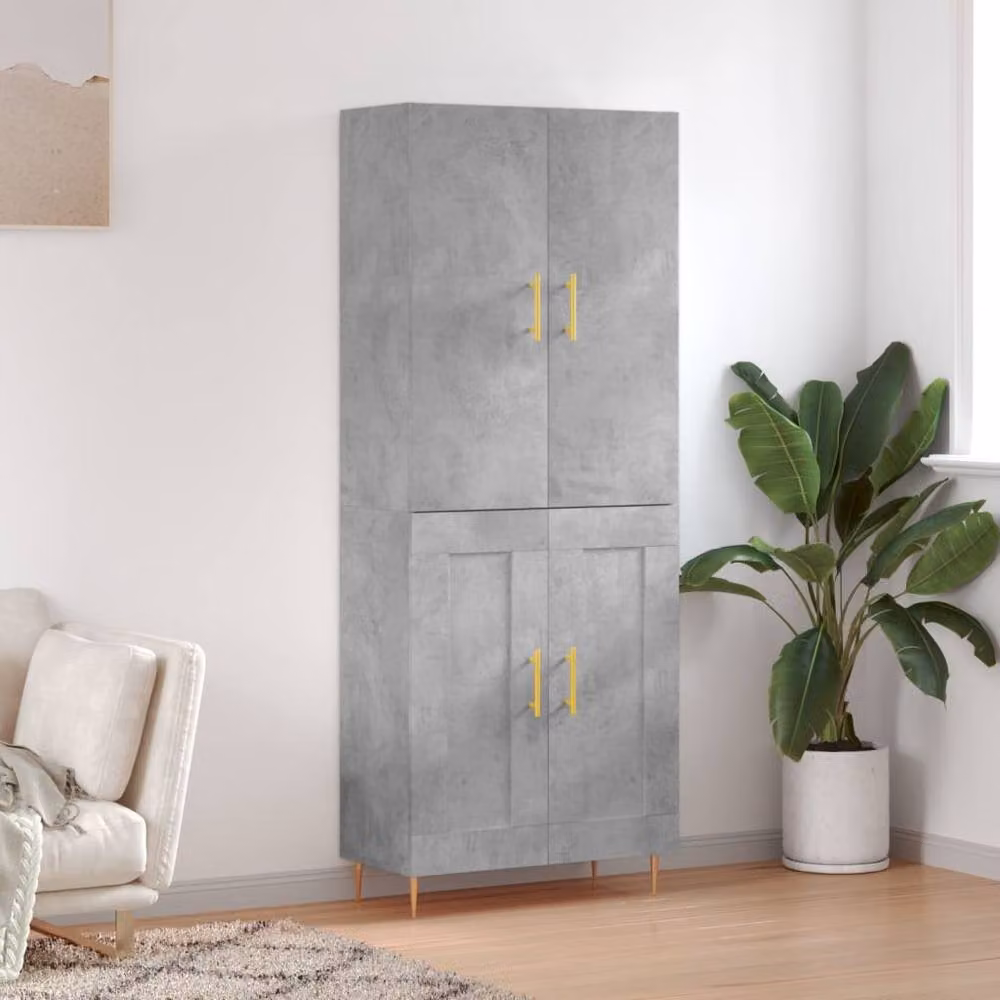 Berkfield Home Modern Highboard in Concrete Grey, W/D/H: 69.5 x 34 x 180 cm – 2