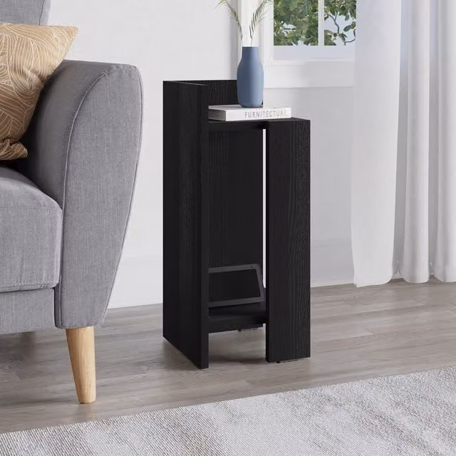 Decortie Elos Modern Bedside Table Left Module in Black Wood