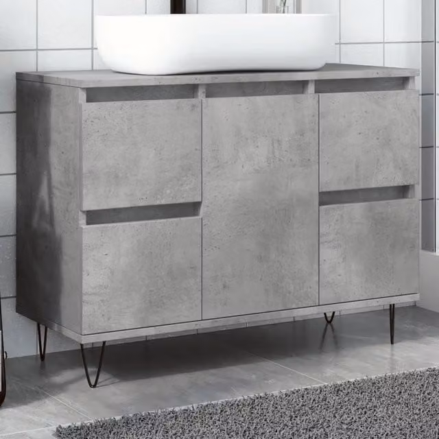 Berkfield Home Industrial Bathroom Cabinet in Concrete Grey, W/D/H: 80 x 33 x 60 cm – 1