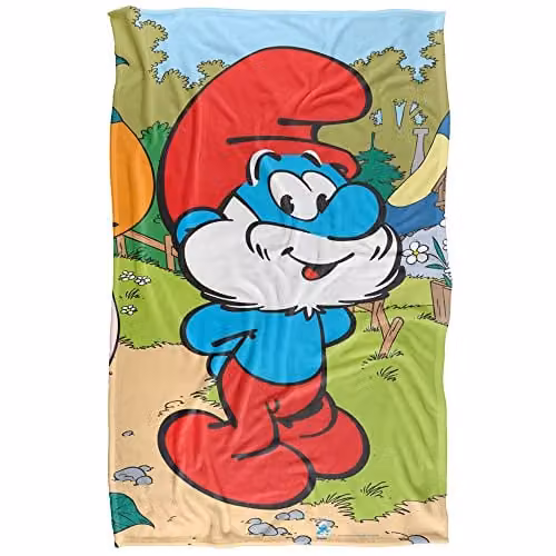 LOGOVISION Smurfs Papa Smurf Super Soft Silky Touch Fleece Blanket, Multicolour