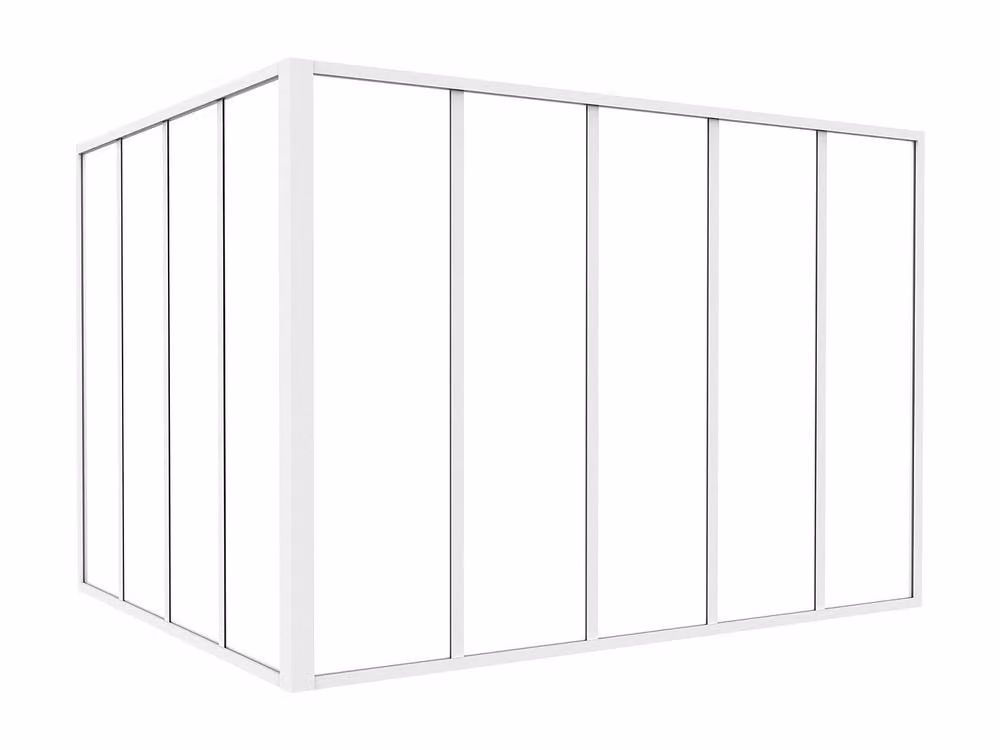 Vente-unique Corner Studio Glass Panelling in Powder-Coated Aluminium, White, W: 120 cm, L: 150 cm – 2