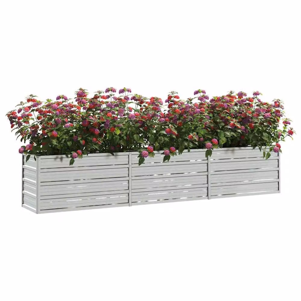 Berkfield Home Garden Galvanised Steel Raised Bed in Silver, W: 240 cm, D: 40 cm, H: 45 cm – 3