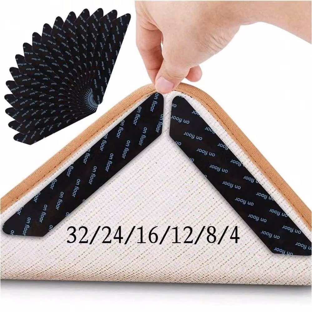 NESTLUNE 8 Pack Reusable Washable Carpet Mat Grips in Black, W: 1000 cm, D: 52 cm – 2