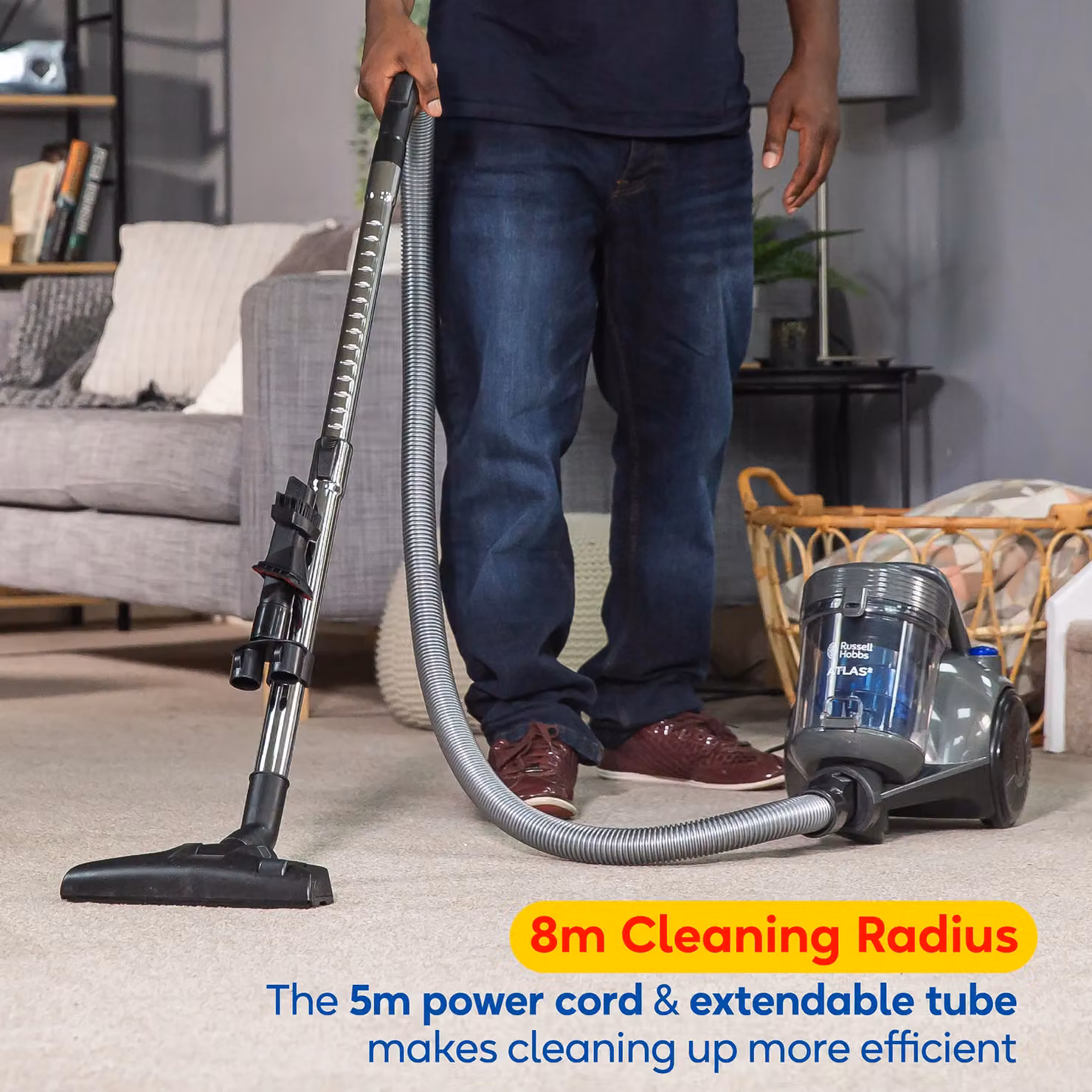 Russell Hobbs ATLAS2 3 in 1 Bagless Cylinder Vacuum Cleaner, 700W, 2.5L, Grey RHCV3101 – 9
