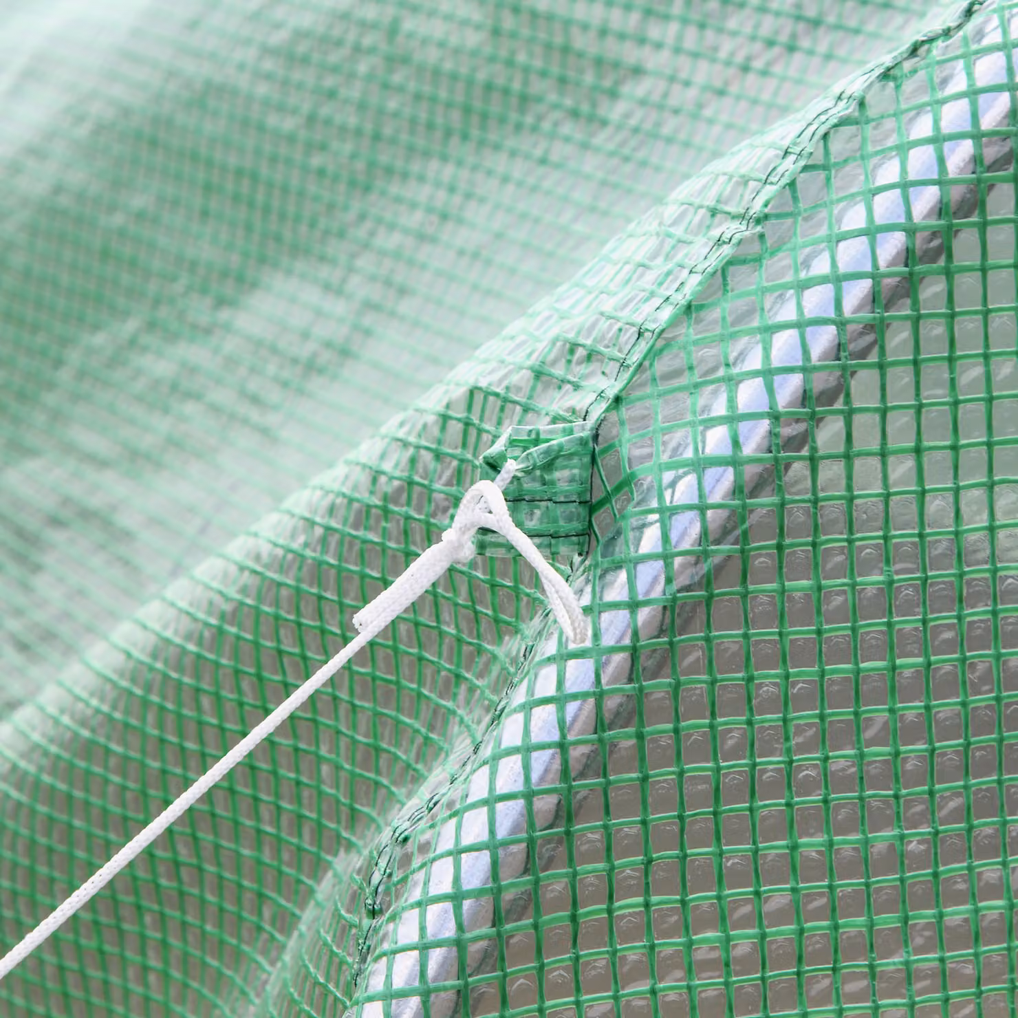 Outsunny Green Walk In Greenhouse Garden Polytunnel with PE Cover, Zipped Roll Up Door and 6 Mesh Windows, W: 300 cm, D: 200 cm, H: 200 cm – 3