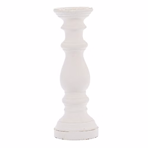 Hill Interiors White Ceramic Column Candle Holder