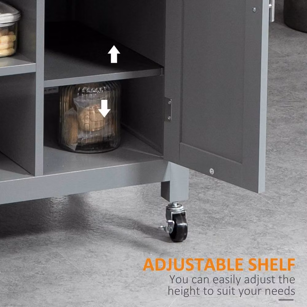 KORVIXA Retro Compact Kitchen Trolley Utility Cart in Grey, W/D/H: 100 x 48 x 89 cm – 5