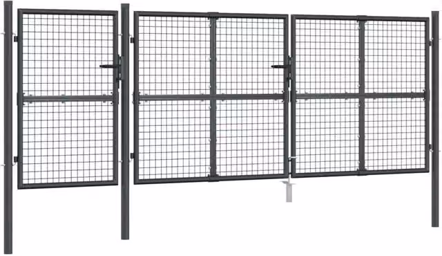 Berkfield Home Anthracite Mesh Swing Garden Gate in Galvanised Steel, W: 400 cm, H: 175 cm