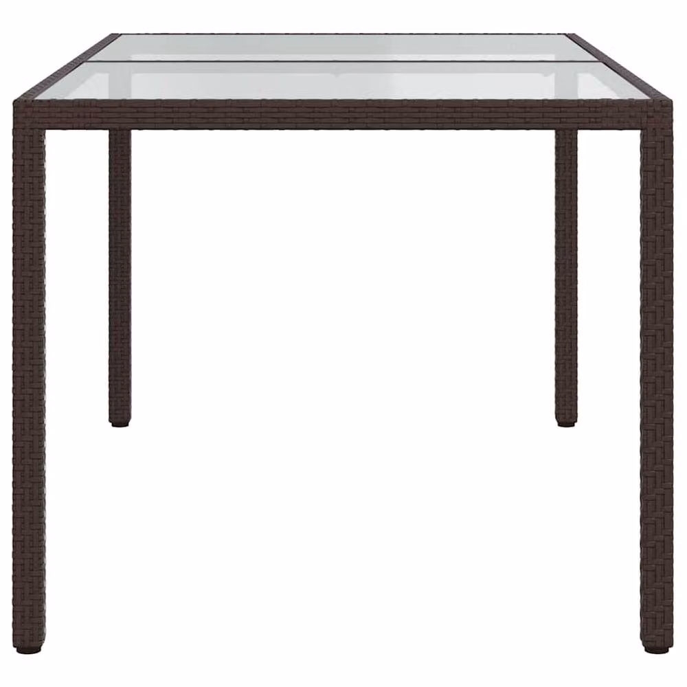 Berkfield Home Extendable Rectangular Garden Table in Brown with Tempered Glass and Poly Rattan, W/D/H: 150 x 90 x 75 cm – 3