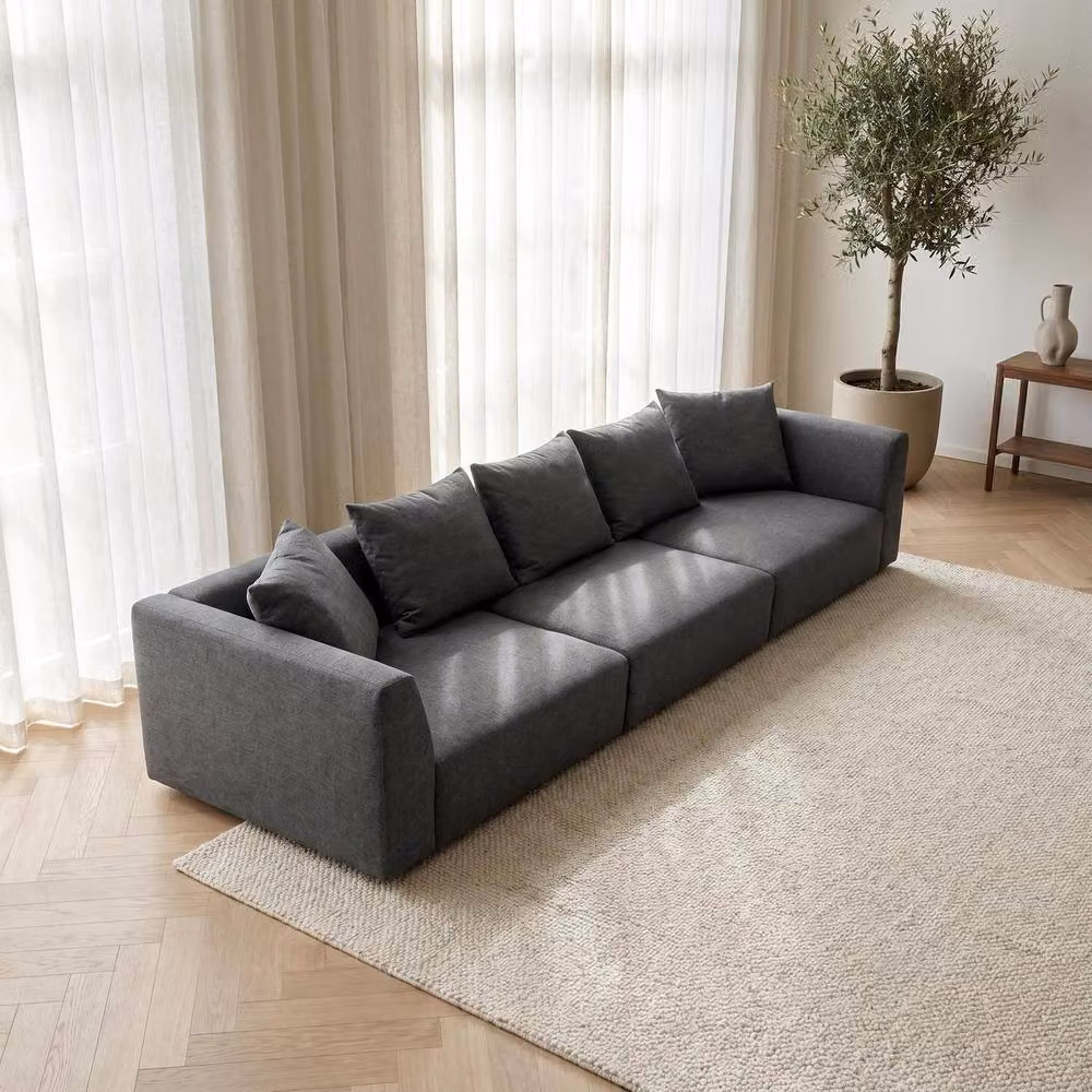 Abakus Direct Tokyo 5 Seater Sofa in Grey Fabric with Scatter Cushions – 5