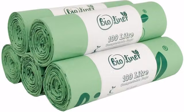 BioLiner Heavy Duty Compostable Waste Sacks, Green, 100 Litre