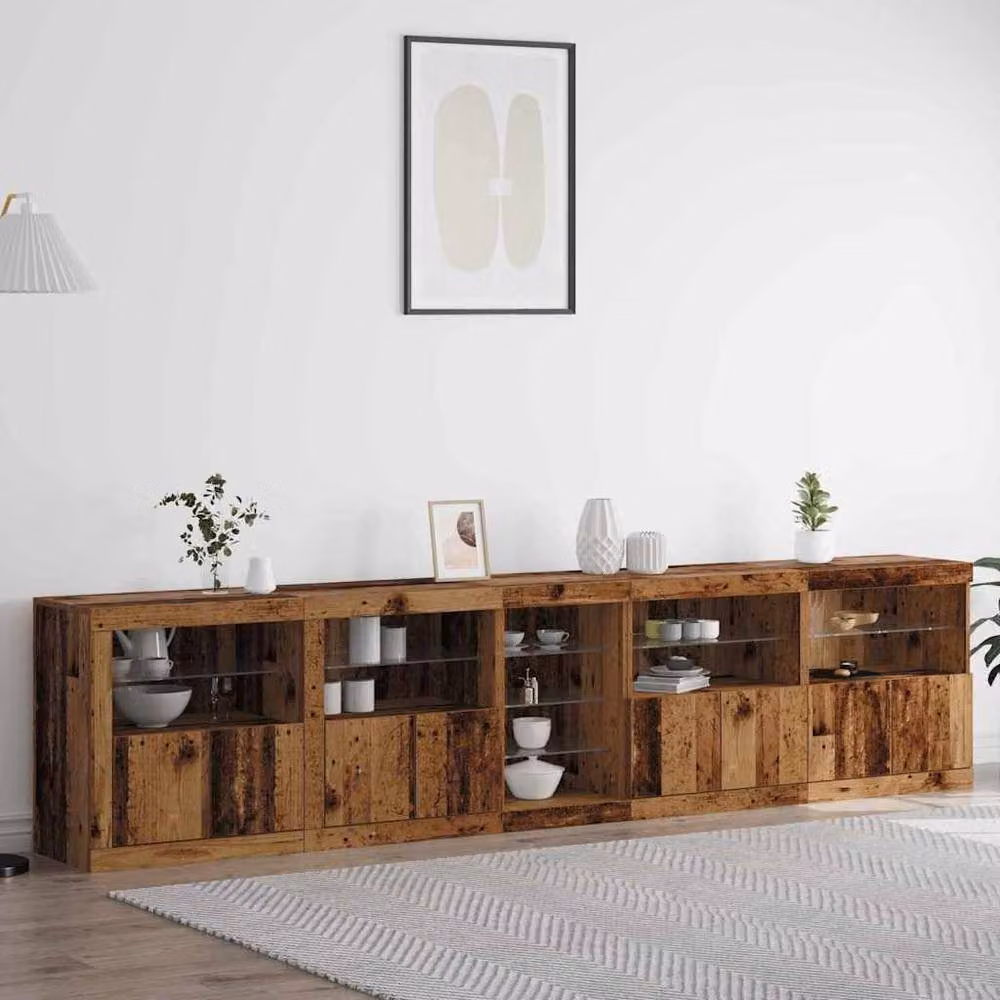 Berkfield Home Rustic Brown Sideboard with Integrated LED Lights, W: 283 cm, D: 37 cm, H: 67 cm – 2
