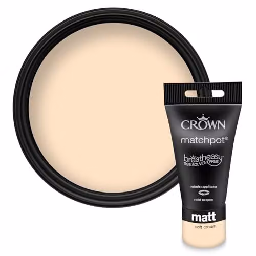 Crown Traditional Cream Matt Walls and Ceilings Paint Tester Sample 40ml – 1