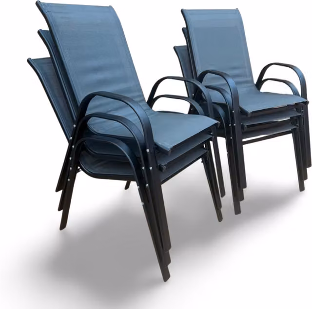 Madefor.living Grey Metal Stacking Chairs for Garden and Terrace