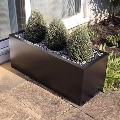 Tulipy Galvanised Steel Trough Planter, Black, L100 x W40 x H40 cm – 4