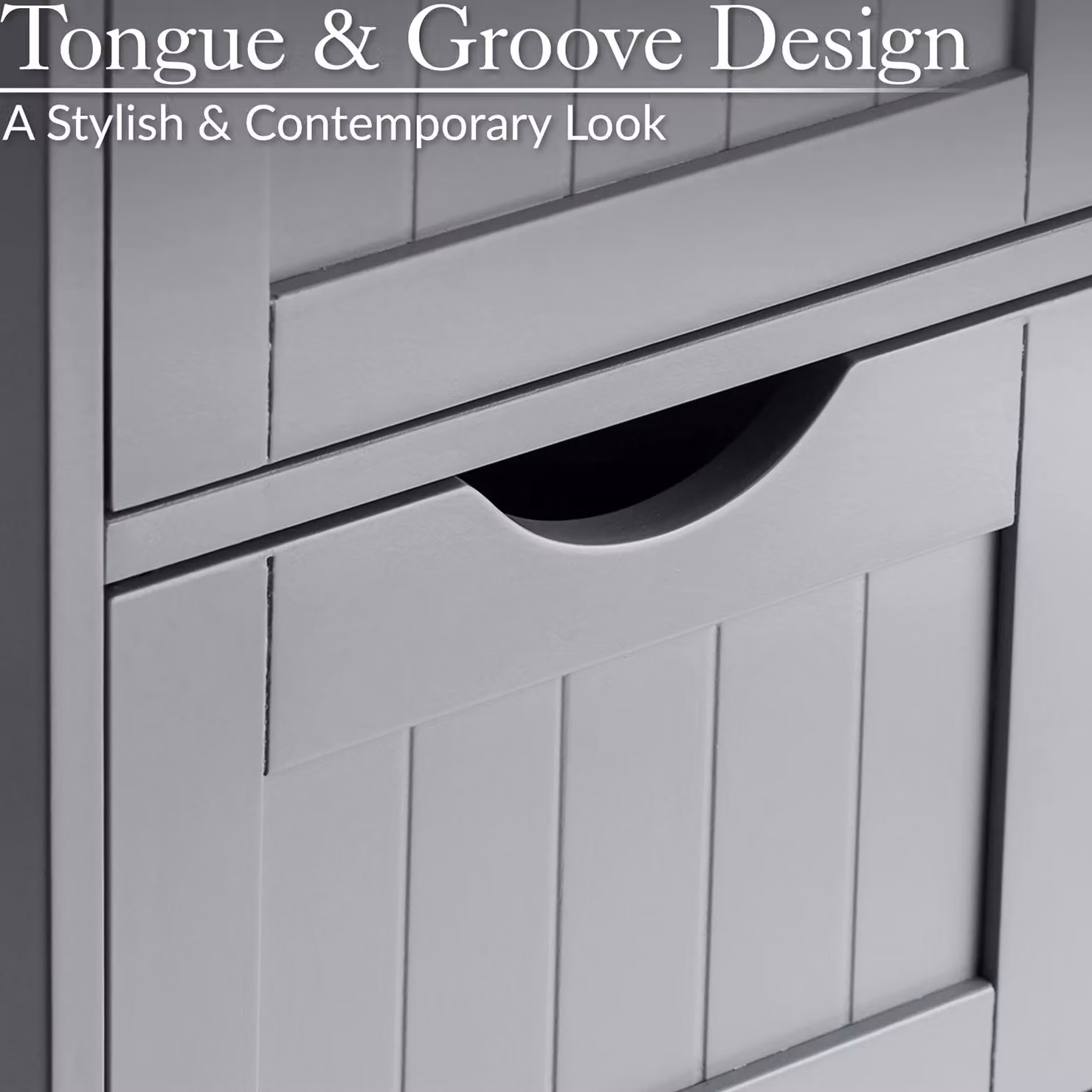 Christow Grey Bathroom Floor Storage Cabinet with Bamboo Top – 3