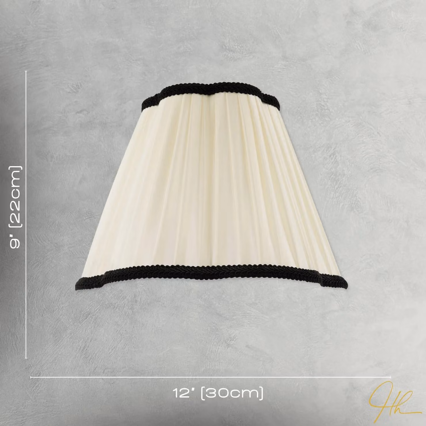 Happy Homewares Ivory White Victorian Pleated Faux Silk Lamp Shade with Black Trims, Diameter: 30 cm – 3