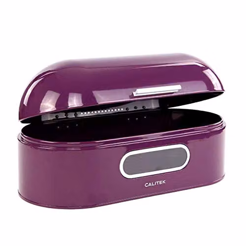 Calitek Retro Bread Bin Storage Box in Purple, Ventilated Metal Construction, W/D/H: 43.5 x 21.0 x 18.75 cm – 1