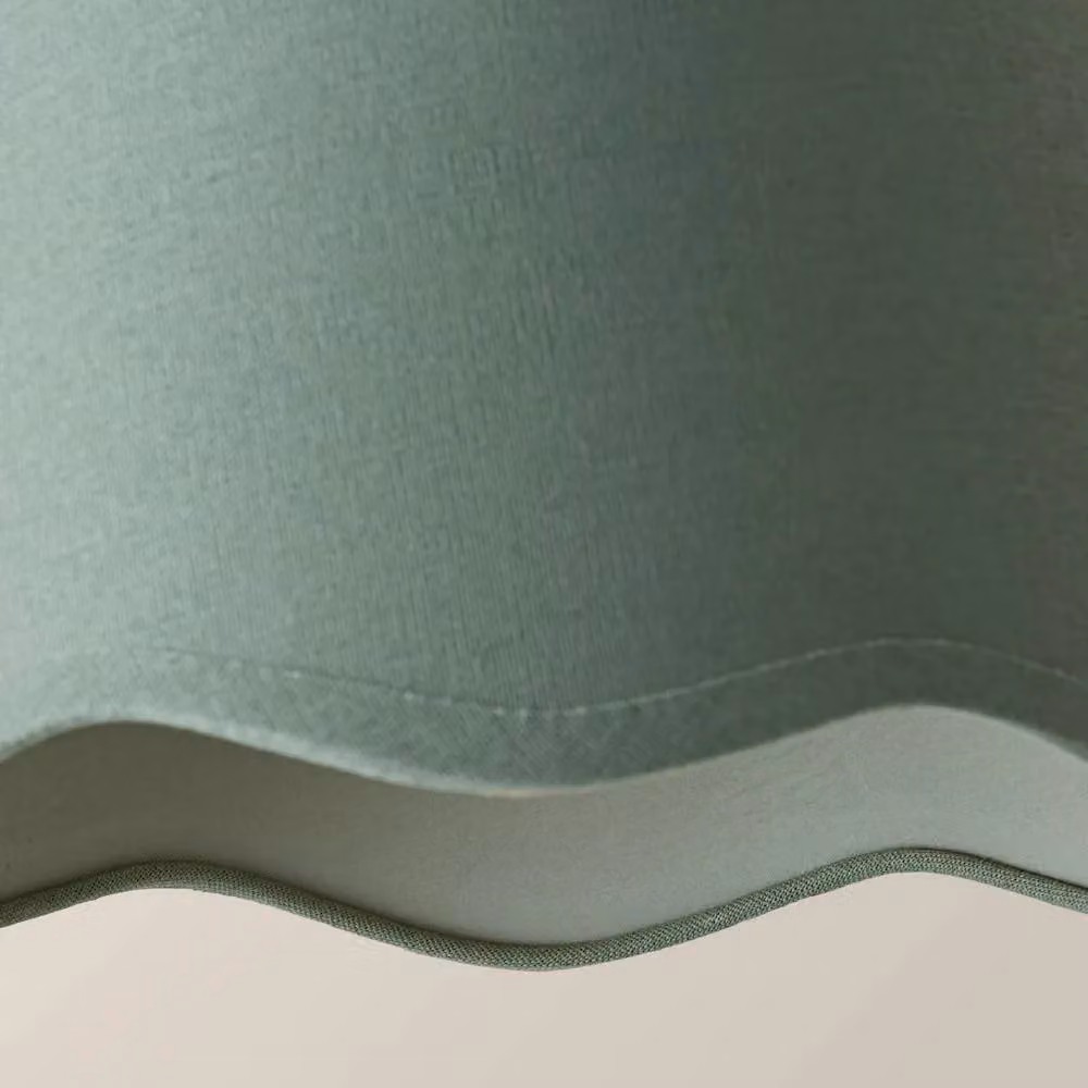 ValueLights Mabel Small Scallop Edge Linen Lamp Shade, Green, Diameter: 20 cm – 3