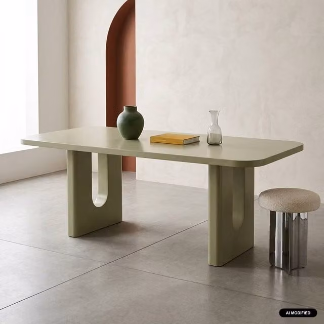 sweeek Matte Green Rectangular Dining Table for 8 Adults