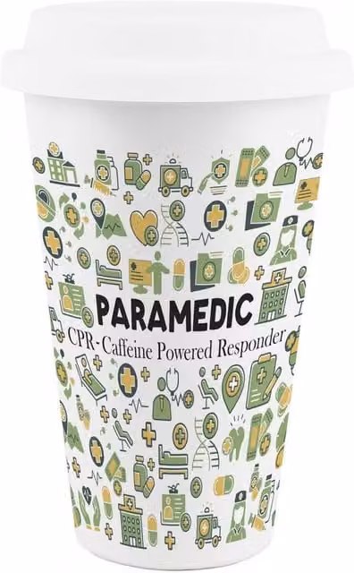 Purely Home Novelty Paramedic Ceramic Travel Mug, White