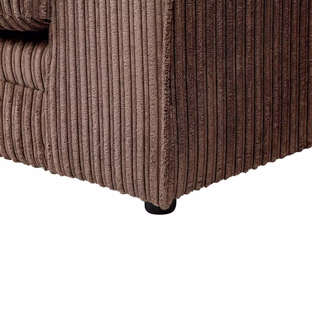LUXURY LIFE Declan 3 Seater Jumbo Cord Fabric Sofa in Chocolate Brown – 3